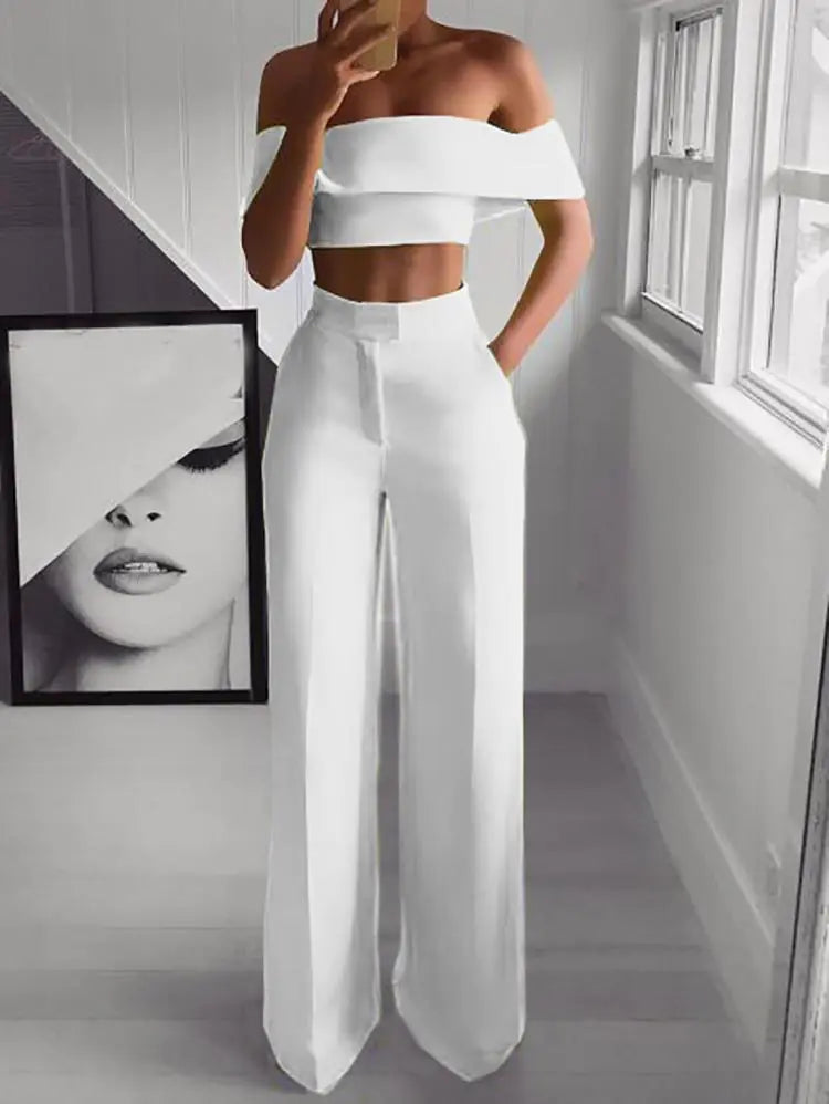 Cropped Top + Long Trousers Set